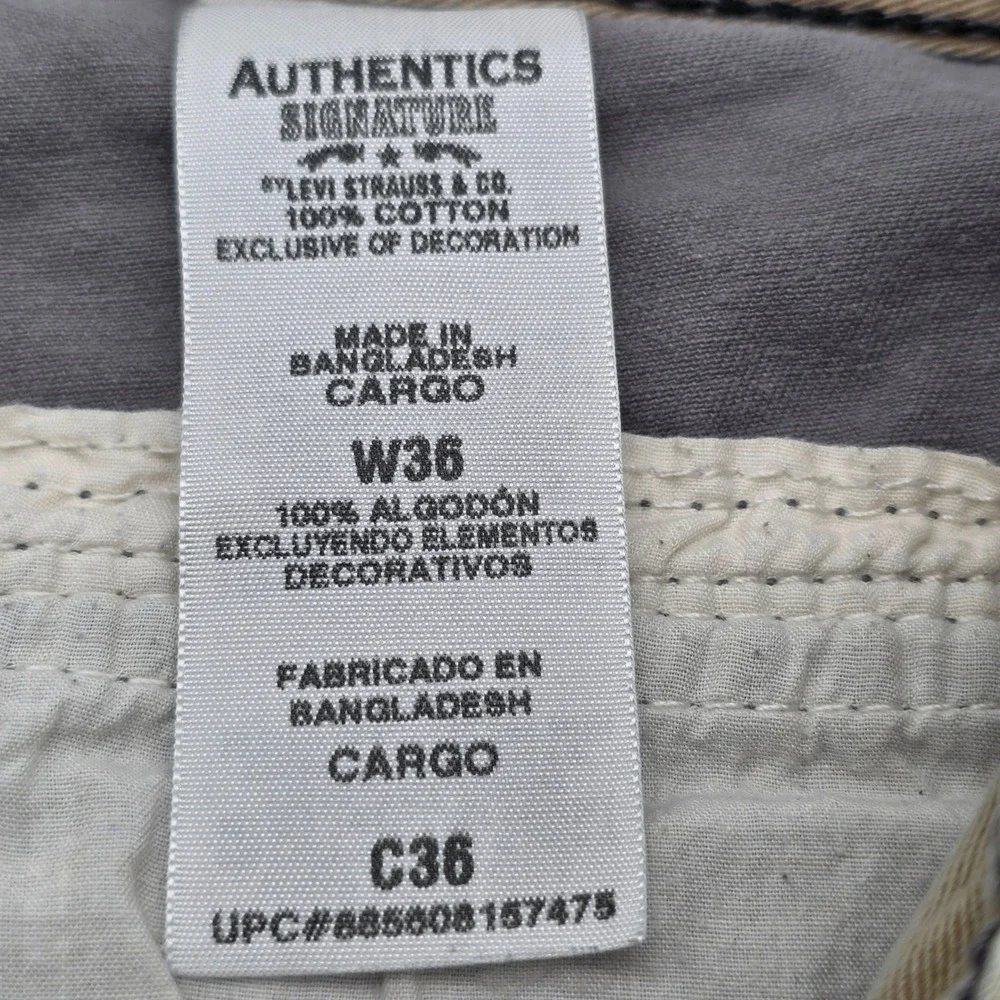 Signature by Levi Strauss Cargo‎ Shorts Mens 36 Gray Cotton Twill Multi Pocket